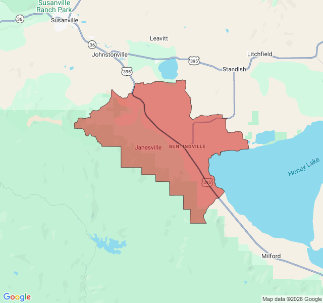Map of septic coverage in Janesville, CA