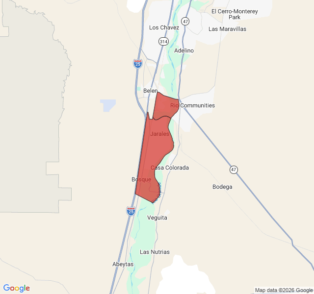Map of septic coverage in Jarales, NM