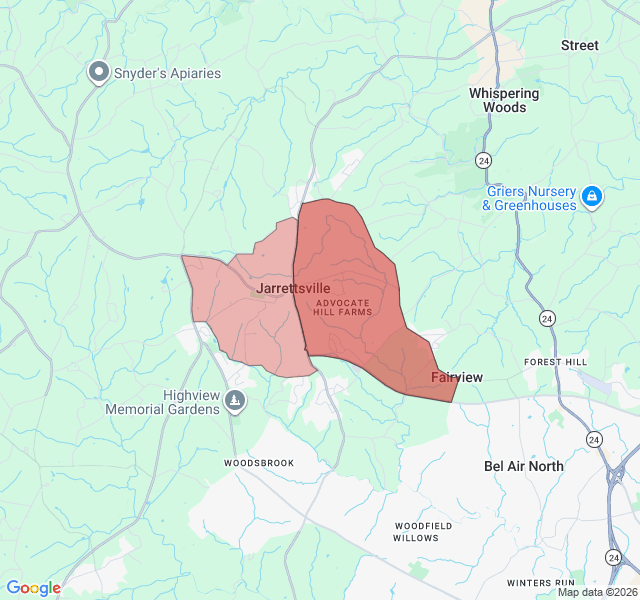 Map of septic coverage in Jarrettsville, MD