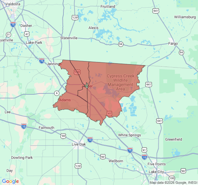 Map of septic coverage in Jasper, FL