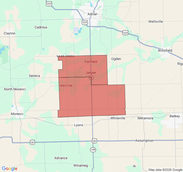 Map of septic coverage in Jasper, MI