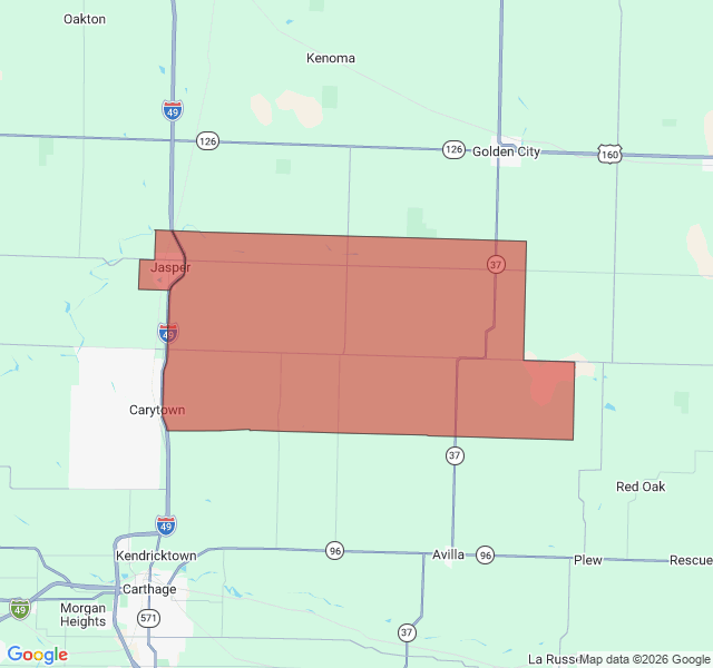 Map of septic coverage in Jasper, MO