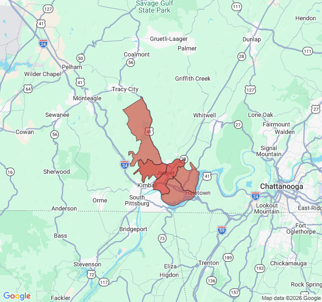 Map of septic coverage in Jasper, TN