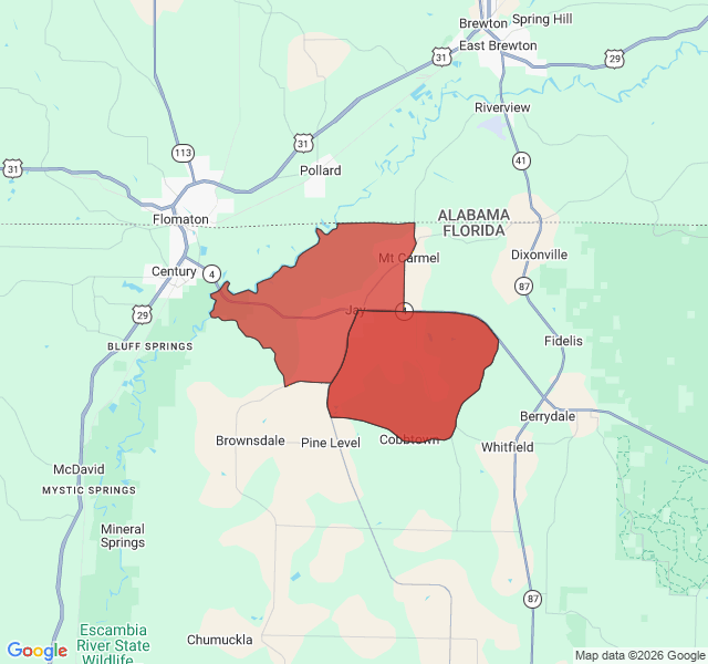 Map of septic coverage in Jay, FL