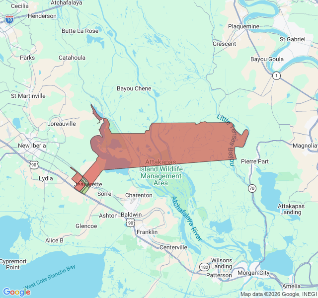 Map of septic coverage in Jeanerette, LA
