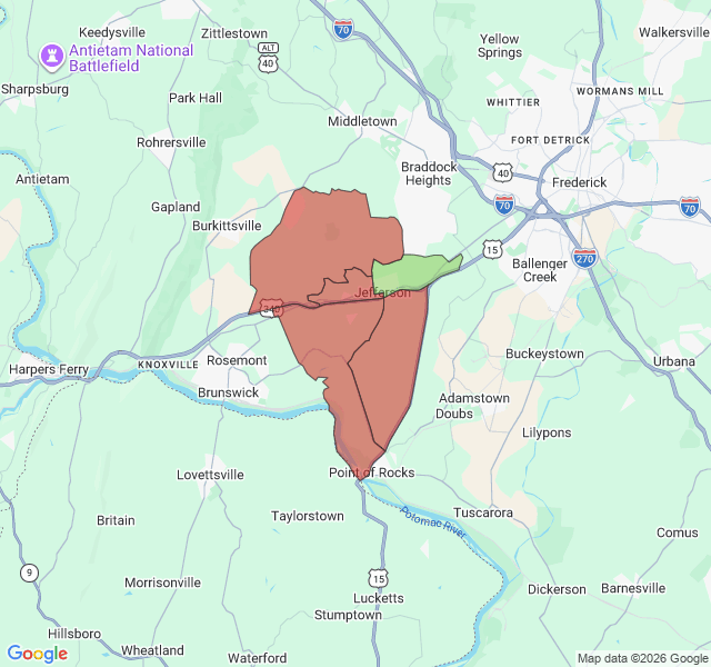 Map of septic coverage in Jefferson, MD