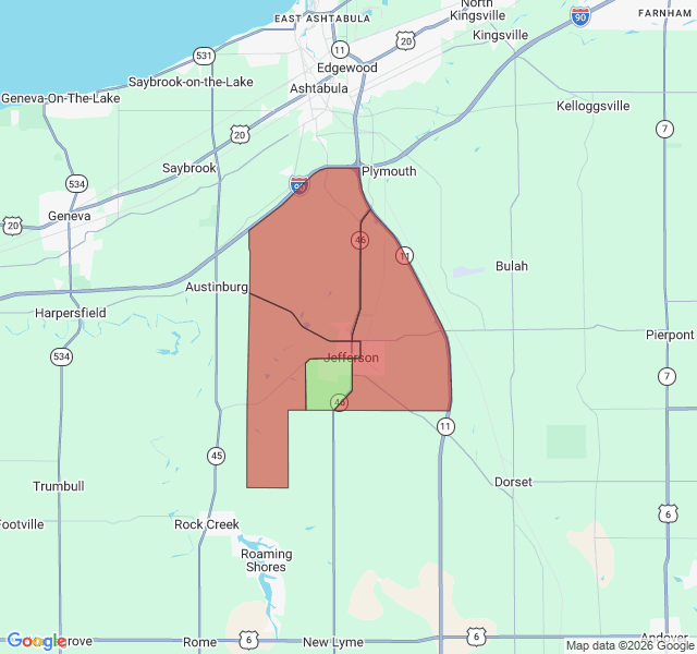 Map of septic coverage in Jefferson, OH