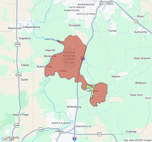 Map of septic coverage in Jefferson, OR