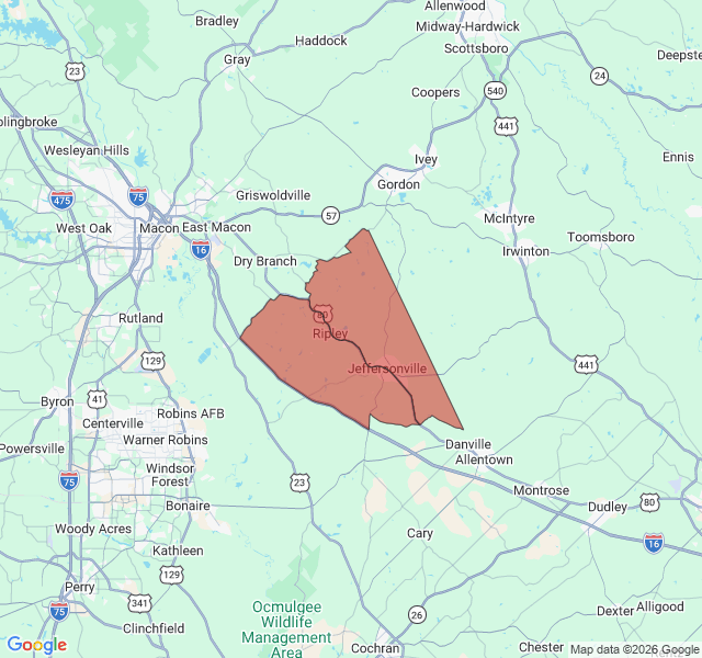 Map of septic coverage in Jeffersonville, GA