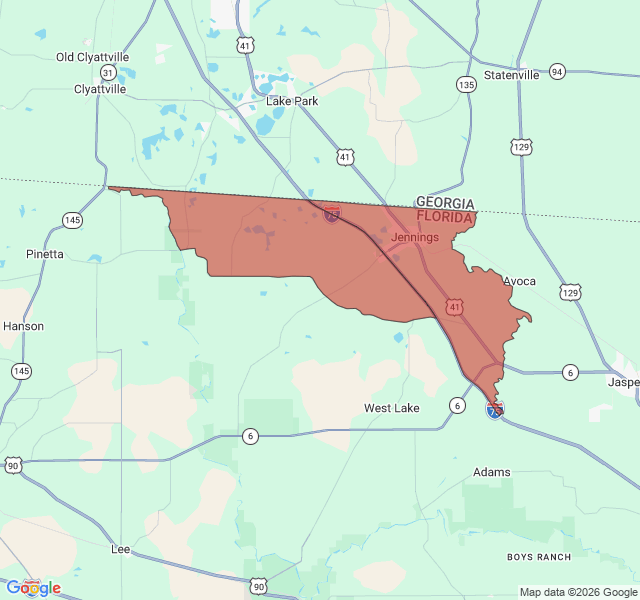 Map of septic coverage in Jennings, FL