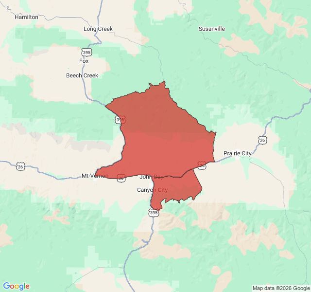 Map of septic coverage in John Day, OR