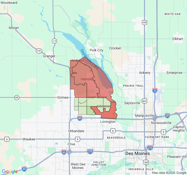 Map of septic coverage in Johnston, IA