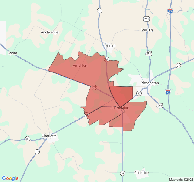 Map of septic coverage in Jourdanton, TX