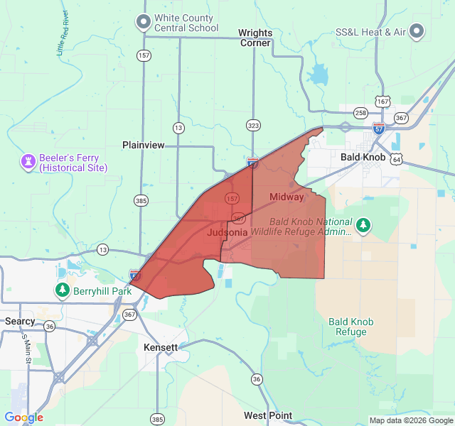 Map of septic coverage in Judsonia, AR