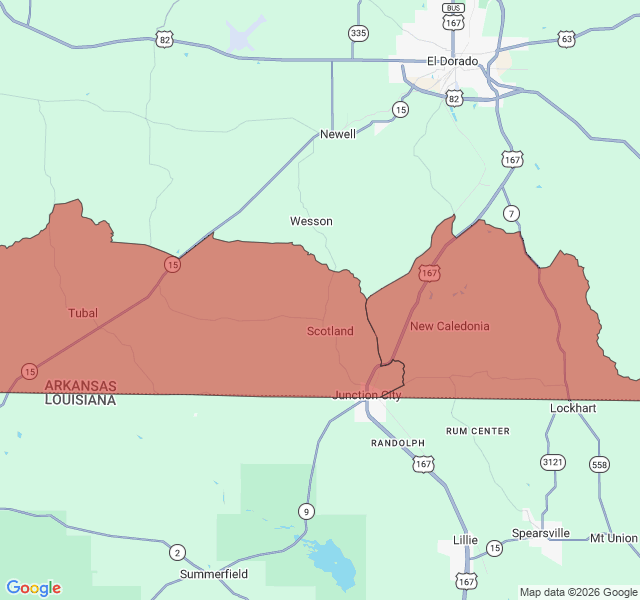 Map of septic coverage in Junction City, AR