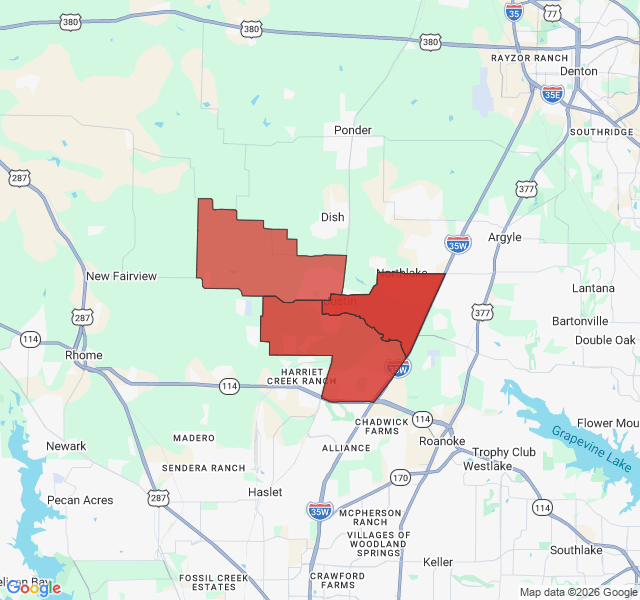 Map of septic coverage in Justin, TX