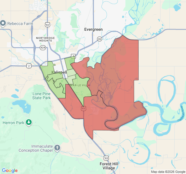 Map of septic coverage in Kalispell, MT