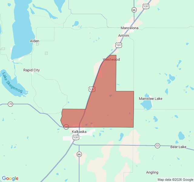 Map of septic coverage in Kalkaska, MI