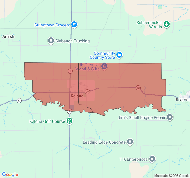 Map of septic coverage in Kalona, IA