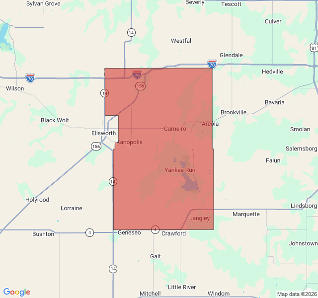 Map of septic coverage in Kanopolis, KS