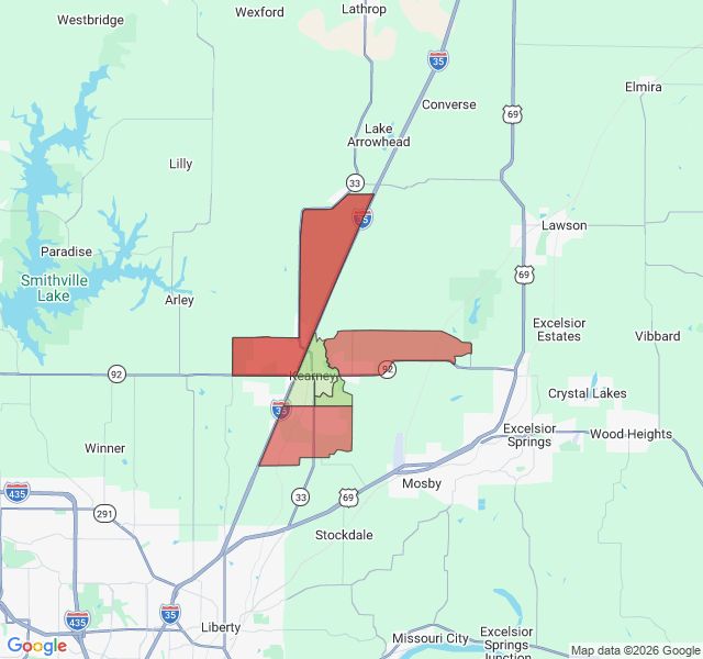 Map of septic coverage in Kearney, MO