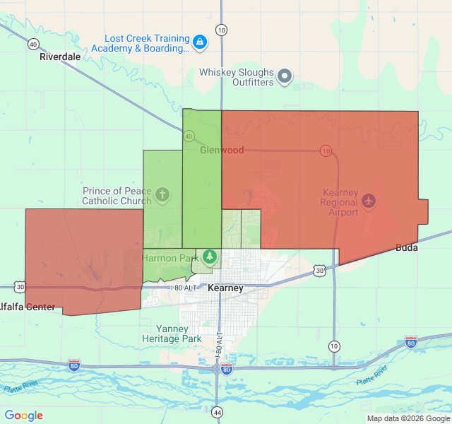Map of septic coverage in Kearney, NE