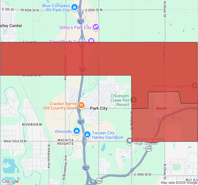 Map of septic coverage in Kechi, KS