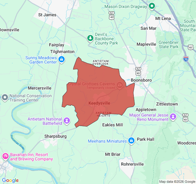 Map of septic coverage in Keedysville, MD