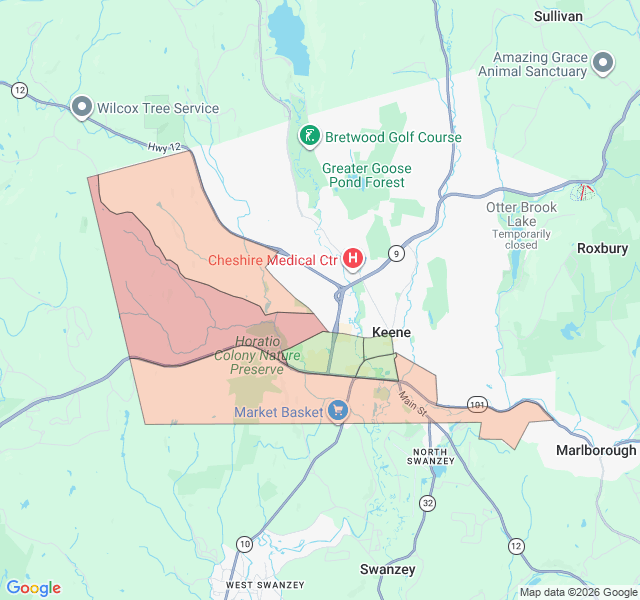 Map of septic coverage in Keene, NH