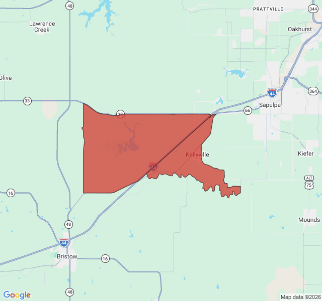 Map of septic coverage in Kellyville, OK