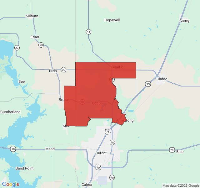 Map of septic coverage in Kenefic, OK