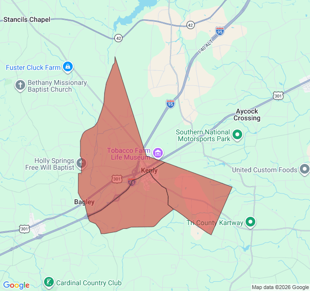 Map of septic coverage in Kenly, NC