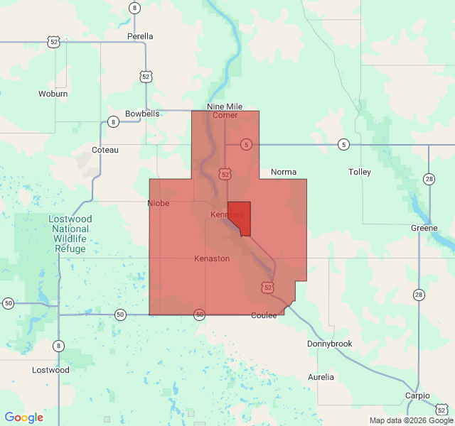 Map of septic coverage in Kenmare, ND