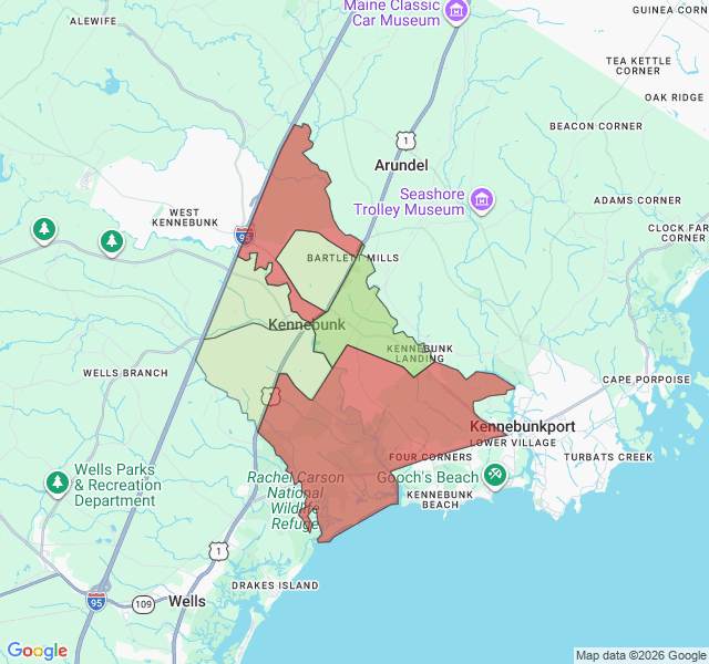 Map of septic coverage in Kennebunk, ME