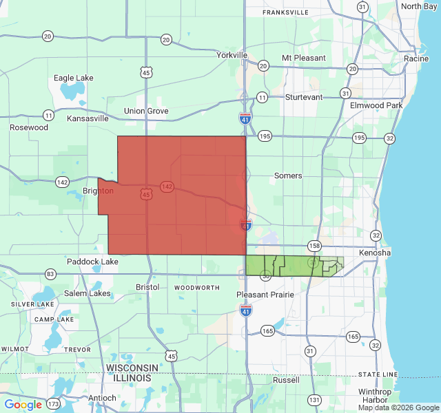 Map of septic coverage in Kenosha, WI