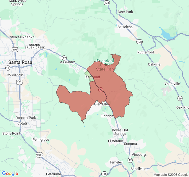 Map of septic coverage in Kenwood, CA