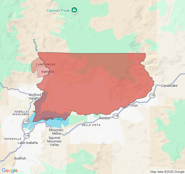 Map of septic coverage in Kernville, CA