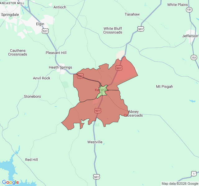 Map of septic coverage in Kershaw, SC