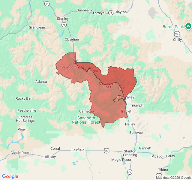 Map of septic coverage in Ketchum, ID