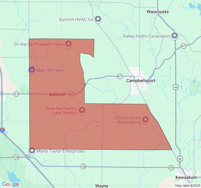 Map of septic coverage in Kewaskum, WI