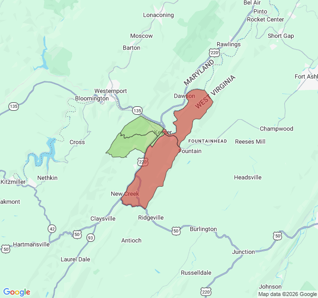 Map of septic coverage in Keyser, WV