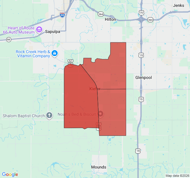 Map of septic coverage in Kiefer, OK
