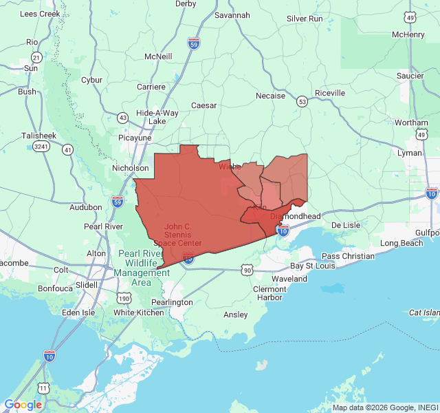 Map of septic coverage in Kiln, MS