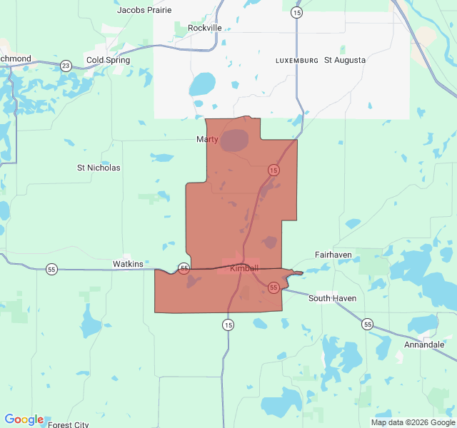 Map of septic coverage in Kimball, MN