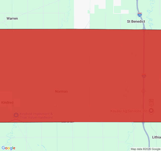 Map of septic coverage in Kindred, ND