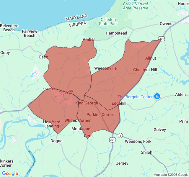 Map of septic coverage in King George, VA