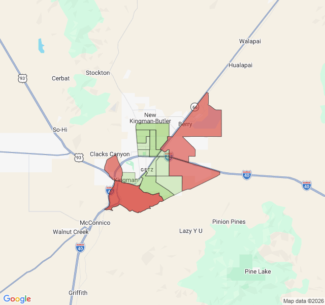 Map of septic coverage in Kingman, AZ