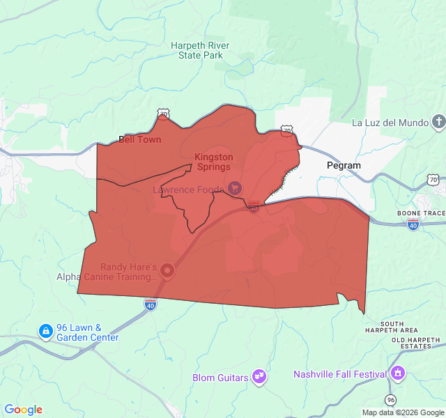 Map of septic coverage in Kingston Springs, TN