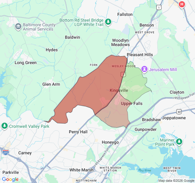 Map of septic coverage in Kingsville, MD