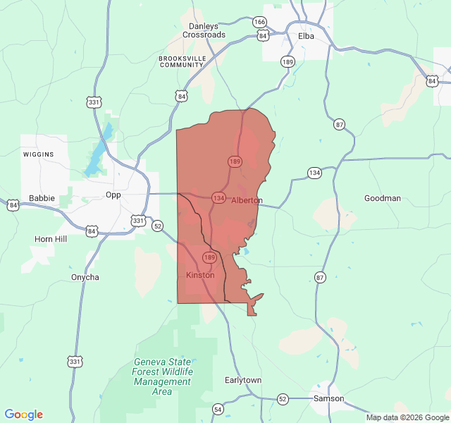 Map of septic coverage in Kinston, AL